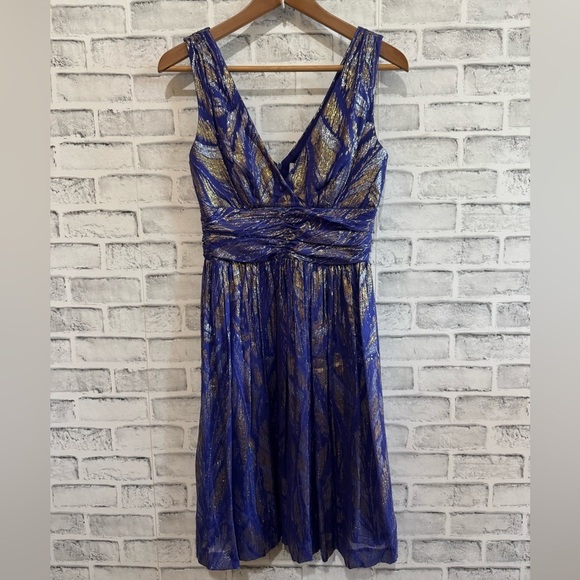 Trina Turk Dresses & Skirts - Women’s Trina Turk silk purple metallic sleeveless dress with deep v-neck Size 4
